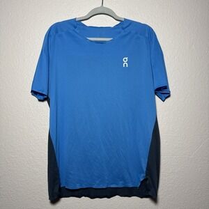 On Cloud Run Performance-T Short Sleeve Mens Shirt XL Blue DryTec Technology